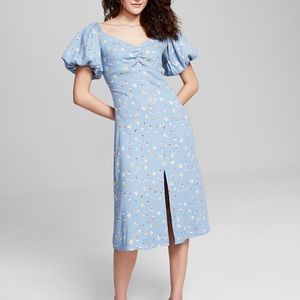 AND NOW THIS Women's Floral-Print Balloon-Sleeve A-Line Dress